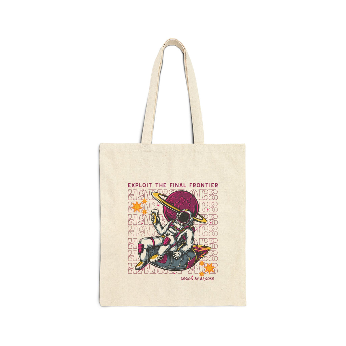 Astronaut Tote Bag — "Exploit the Final Frontier" Retro Space