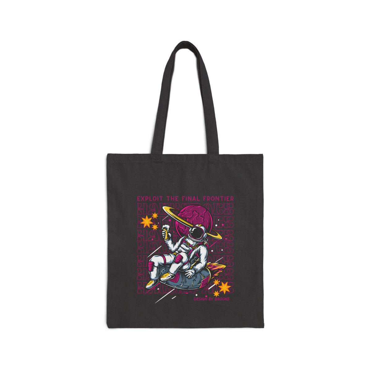 Astronaut Tote Bag — "Exploit the Final Frontier" Retro Space
